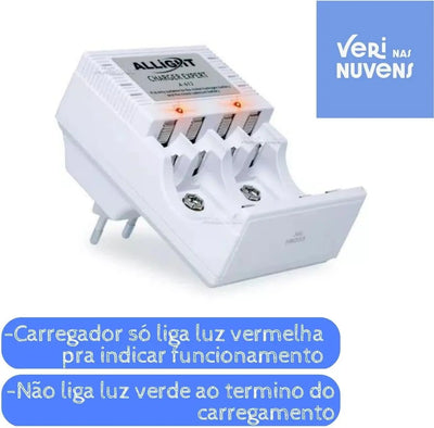Kit Carregador de Pilhas e Baterias AA/ AAA/ 9v + 4 Pilhas AA 4700mAh Recarregáveis