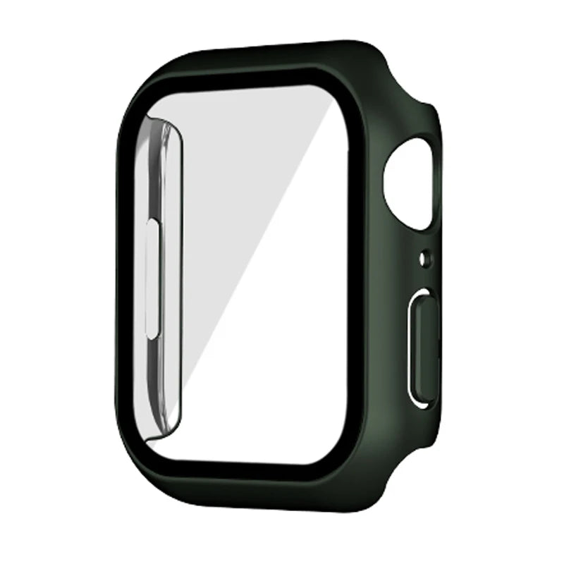 Glass+cover For Apple Watch Case 44mm 40mm 45mm 41mm 42mm 38mm Accessories Plated Screen Protector iWatch series 9 8 6 5 3 se 7