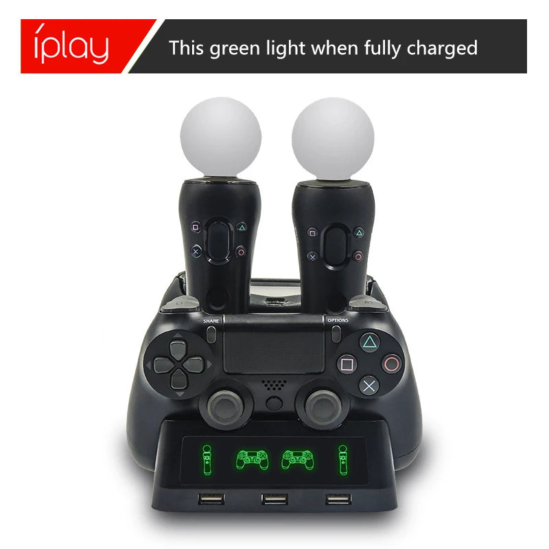 4 in 1 Controller Charging Dock Station Stand for Playstation PS4 PSVR VR Move Quad Charger for PlayStation MOVE Controller