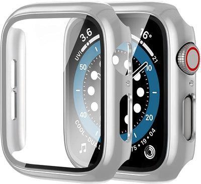Glass+cover For Apple Watch Case 44mm 40mm 45mm 41mm 42mm 38mm Accessories Plated Screen Protector iWatch series 9 8 6 5 3 se 7