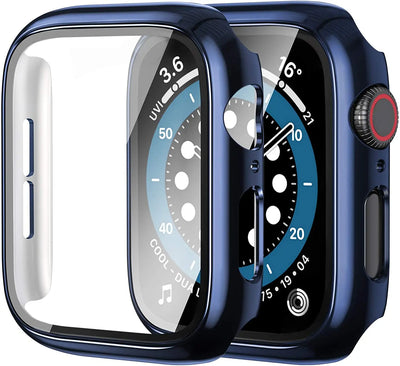 Glass+cover For Apple Watch Case 44mm 40mm 45mm 41mm 42mm 38mm Accessories Plated Screen Protector iWatch series 9 8 6 5 3 se 7