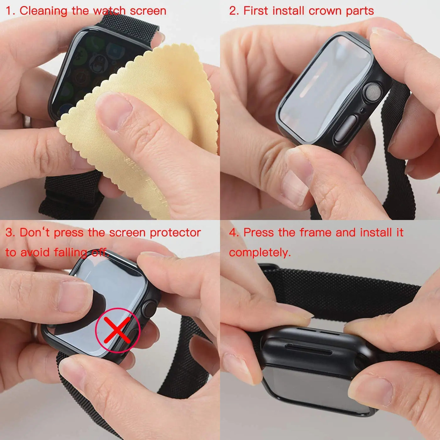 Glass+cover For Apple Watch Case 44mm 40mm 45mm 41mm 42mm 38mm Accessories Plated Screen Protector iWatch series 9 8 6 5 3 se 7