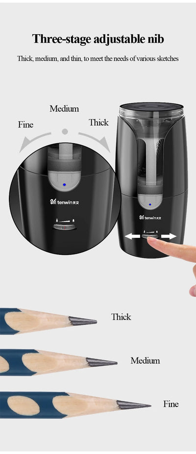 Tenwin Automatic Electric Pencil Sharpener For Colored Pencils Sharpen Mechanical Office School Supplies Stationery Free Ship