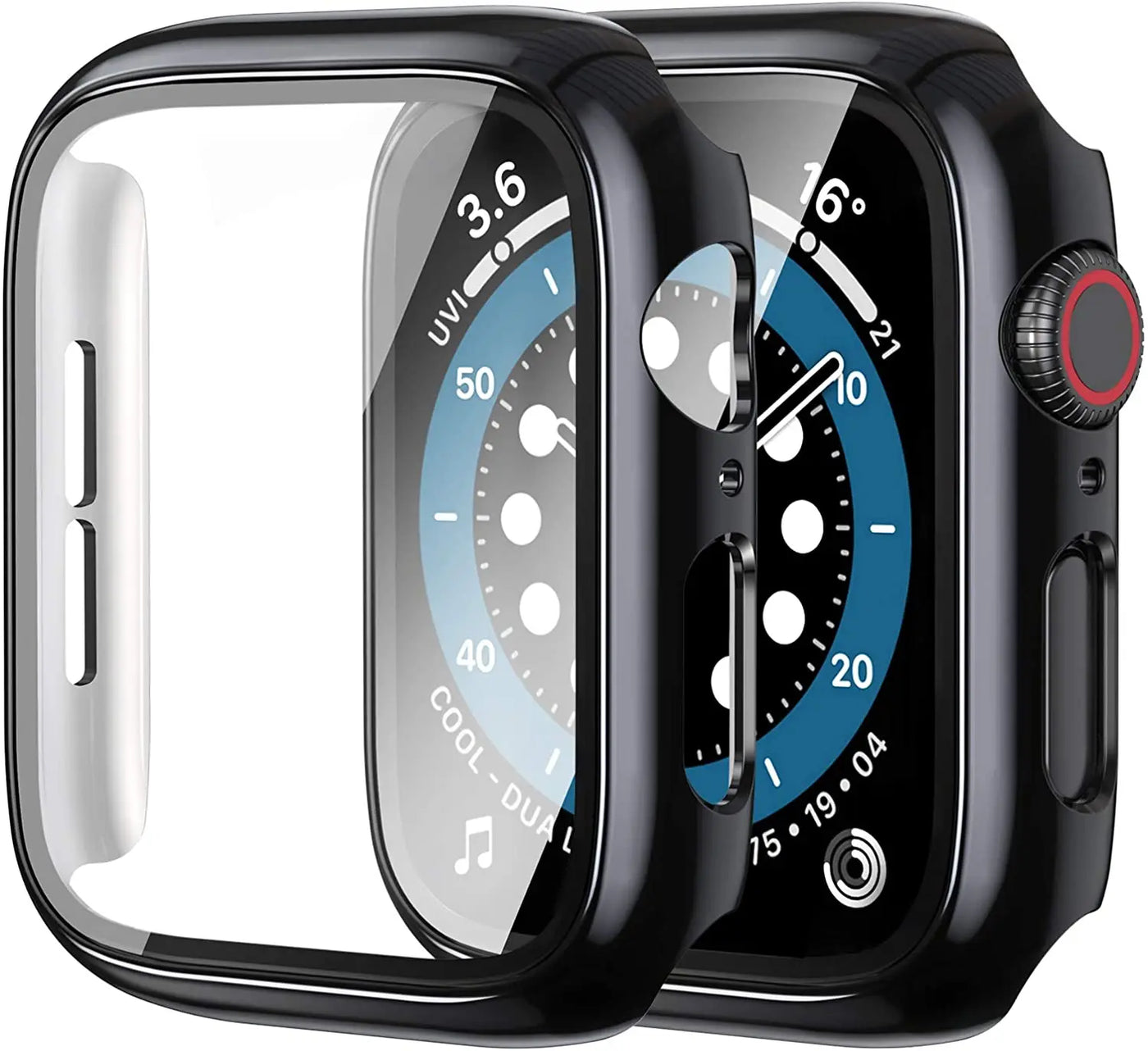 Glass+cover For Apple Watch Case 44mm 40mm 45mm 41mm 42mm 38mm Accessories Plated Screen Protector iWatch series 9 8 6 5 3 se 7