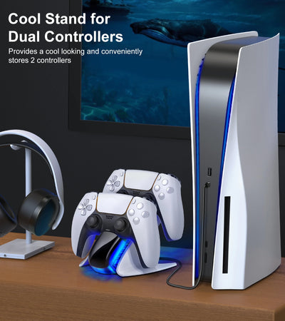 BEBONCOOL Dual Controller Charger For PS5 Charging Dock Station For Playstation 5 Dualsense Controllers with USB C Cable For PS5