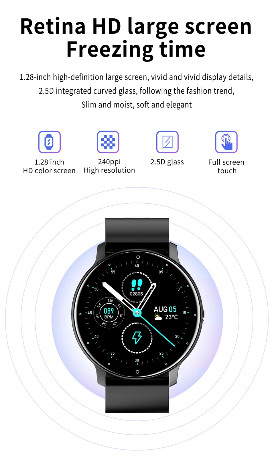 2024 Smart Watch Ladies Full Touch Screen Sports Fitness Watches  Waterproof Bluetooth Call Men Smartwatch Women For Android IOS