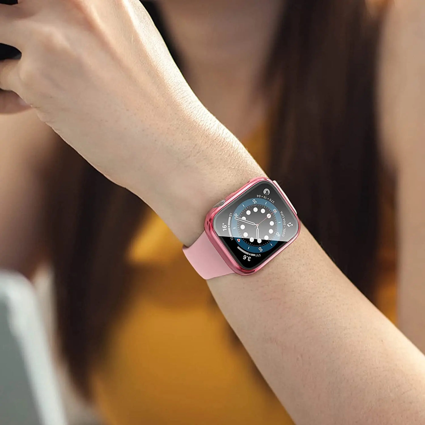 Glass+cover For Apple Watch Case 44mm 40mm 45mm 41mm 42mm 38mm Accessories Plated Screen Protector iWatch series 9 8 6 5 3 se 7