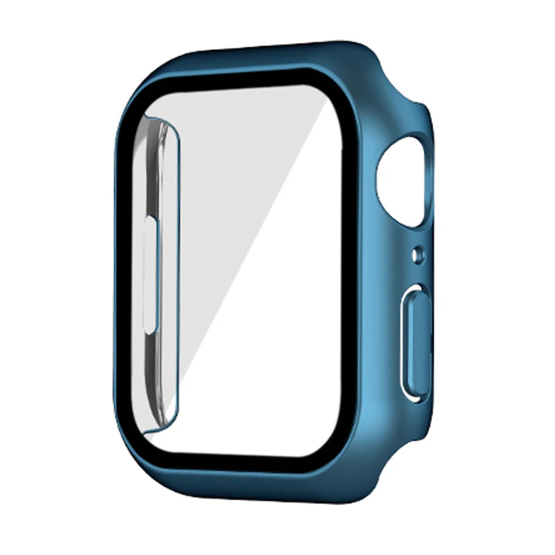 Glass+cover For Apple Watch Case 44mm 40mm 45mm 41mm 42mm 38mm Accessories Plated Screen Protector iWatch series 9 8 6 5 3 se 7