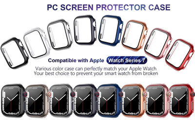 Glass+cover For Apple Watch Case 44mm 40mm 45mm 41mm 42mm 38mm Accessories Plated Screen Protector iWatch series 9 8 6 5 3 se 7