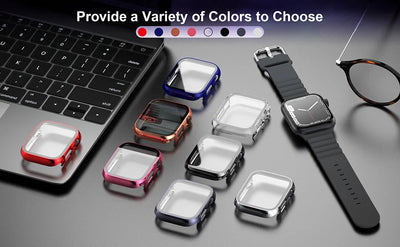 Glass+cover For Apple Watch Case 44mm 40mm 45mm 41mm 42mm 38mm Accessories Plated Screen Protector iWatch series 9 8 6 5 3 se 7