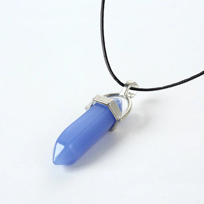 2023 Hexagonal Column Quartz Necklaces Turquoises Pink Crystal Pendent Necklace For Women Chain Natural Stone Choker Jewelry