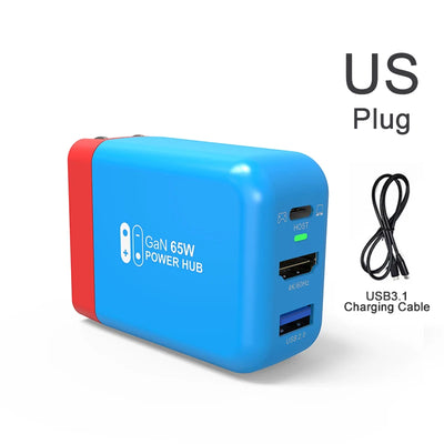 Switch Dock 65W GaN USB C Charger Power 4K HDMI-Compatible Portable Docking Station for Nintendo Switch Laptop iPad Smart Phone