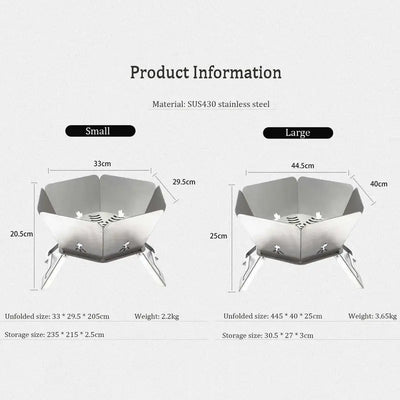 SmiloDon Camping Brazier Folding Bonfire Stove Portable Firewood Burner Campfire Furnace Outdoor Fire Wood Stove Burner Heater