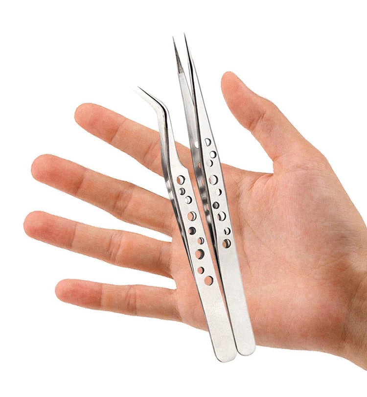 Electronics Industrial Tweezers Precision  Anti-static Curved Straight Tip Stainless Forceps Phone Repair Hand Tool