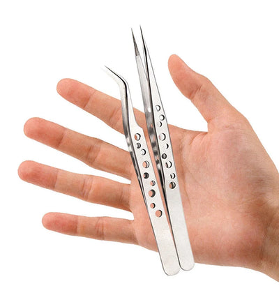 Electronics Industrial Tweezers Precision  Anti-static Curved Straight Tip Stainless Forceps Phone Repair Hand Tool