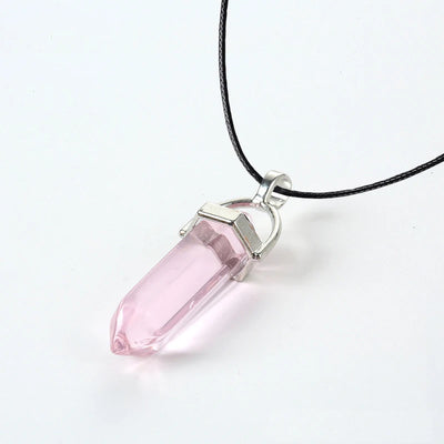 2023 Hexagonal Column Quartz Necklaces Turquoises Pink Crystal Pendent Necklace For Women Chain Natural Stone Choker Jewelry