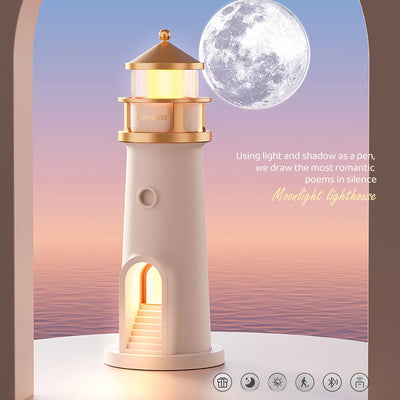 Lighthouse Ambient lights Moon Projection Light Dimmable Bluetooth Music Motion Sensor Desktop Decor Night Lights Christmas Gift