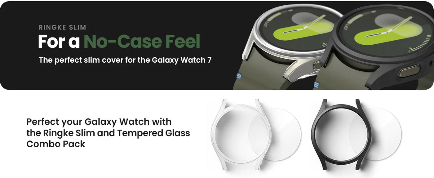 Glass+Case for Samsung Galaxy Watch 7 44mm/44mm Screen Protector Tempered Glass&Hard PC Protective Bumper Cover Accessories Set
