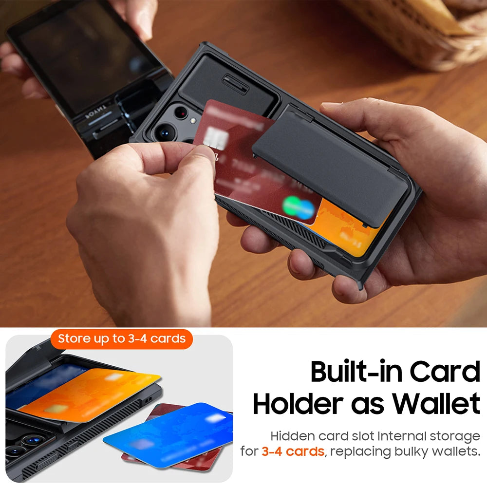 For Samsung Galaxy S24 Ultra Frosted Anti-Slip Matte Shockproof Airbag Wallet Phone Case Slide Camera Cover Full Coverage Case