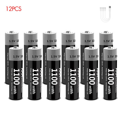 MATOV USB Li-ion AAA Rechargeable Battery Aaa 1.5V 1100mWh Lithium Batteries with 4-in-1 USB Cable for Toys Camera Flashlight
