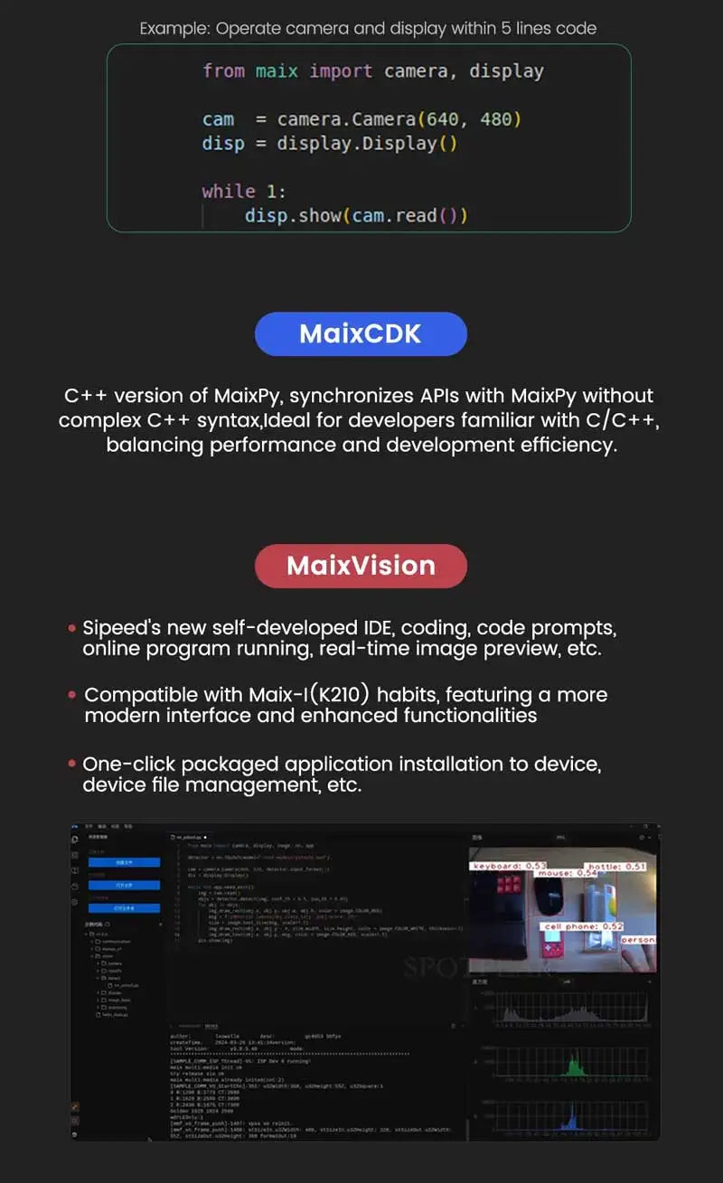 Sipeed MaixCAM Pro AI Camera Development Board Kit Image tracking Audio Yolo Contest 1TOPS NPU Built-in program