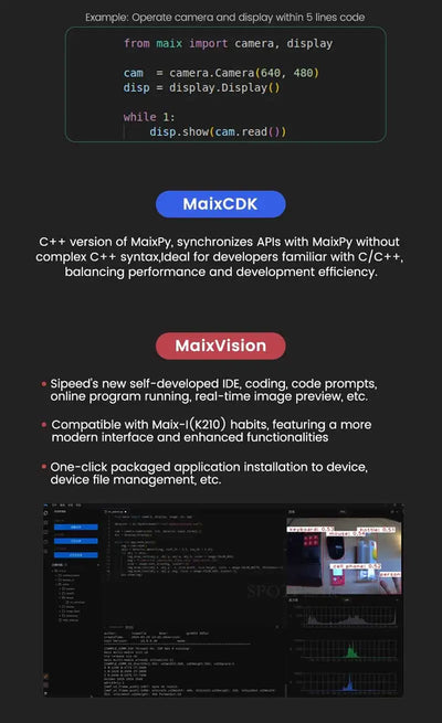 Sipeed MaixCAM Pro AI Camera Development Board Kit Image tracking Audio Yolo Contest 1TOPS NPU Built-in program