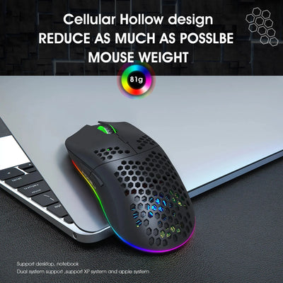 New T66 Rechargeable USB 2.4G Wireless Honeycomb Gaming Mouse RGB Lighting Mice Gamer Mouse For Notebook Desktop PC Computers