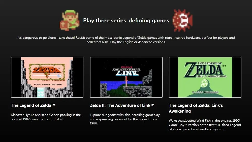 Nintendo Switch Game & Watch The Legend of Zelda Play Three Series Defining Games Includes Asia Version English Supported