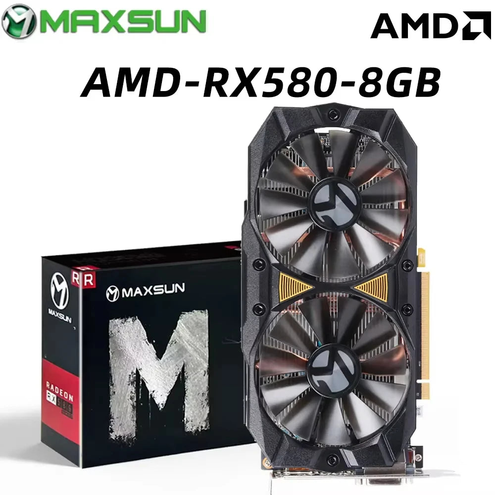 MAXSUN New AMD Radeon RX580 2048SP 8G Graphics Card GDDR5 Video Memory 256Bit Gaming Card DP Direx12 Desktop Computer Components