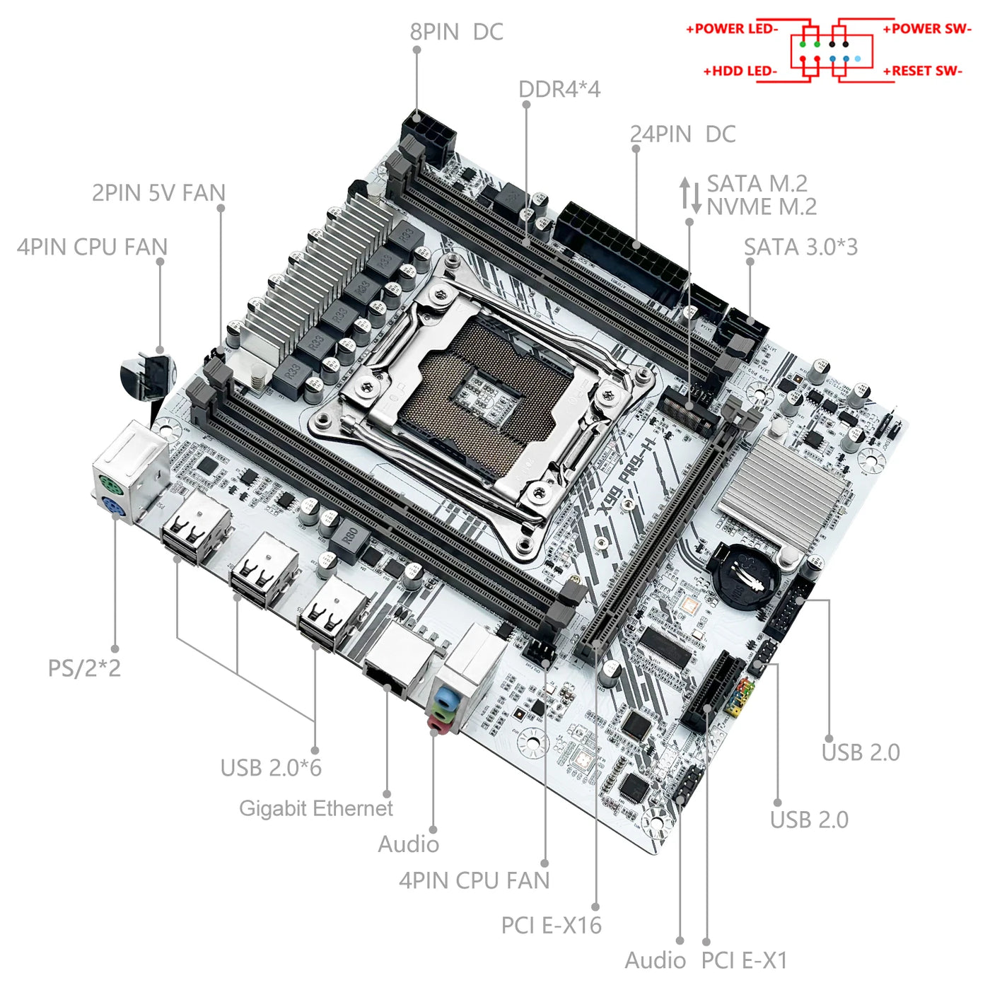 MACHINIST X99 Motherboard Set kit With Intel Xeon E5 2630 V4 LGA 2011-3 CPU + DDR4 16GB RAM support NVME m.2 White PR9-H