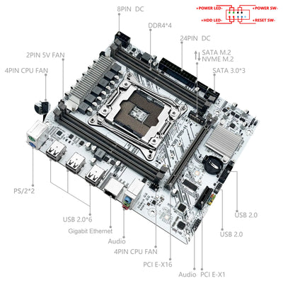 MACHINIST X99 Motherboard Set kit With Intel Xeon E5 2630 V4 LGA 2011-3 CPU + DDR4 16GB RAM support NVME m.2 White PR9-H