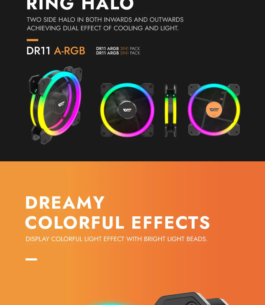 Darkflash DR11 Rgb Fan Ventoinha PC Controladora 120mm Computer Case Fan Kit 6pin Water Cooler CPU Cooling Fans Argb Ventilador