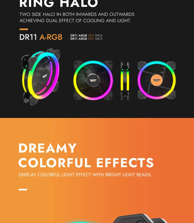Darkflash DR11 Rgb Fan Ventoinha PC Controladora 120mm Computer Case Fan Kit 6pin Water Cooler CPU Cooling Fans Argb Ventilador