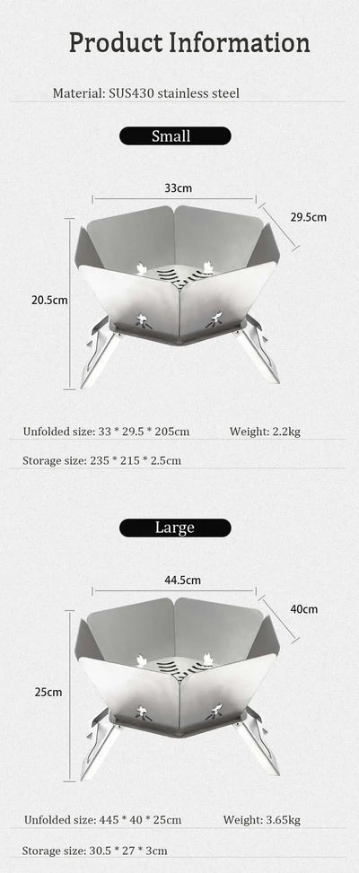 SmiloDon Camping Brazier Folding Bonfire Stove Portable Firewood Burner Campfire Furnace Outdoor Fire Wood Stove Burner Heater