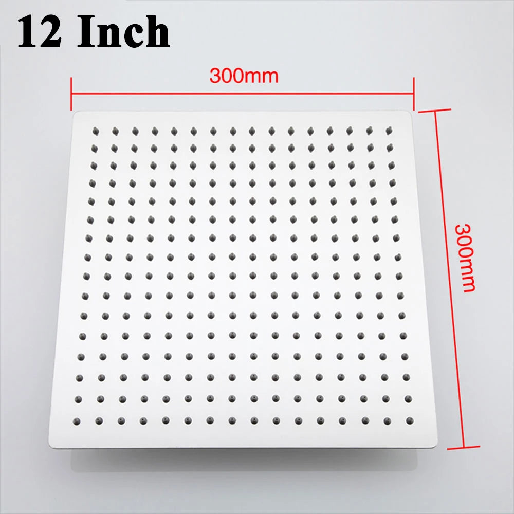 8/10/12 Inch Rainfall Shower Heads Stainless Steel Square Showerhead Ultra Thin Waterfall Shower Head Pressurized Shower Head