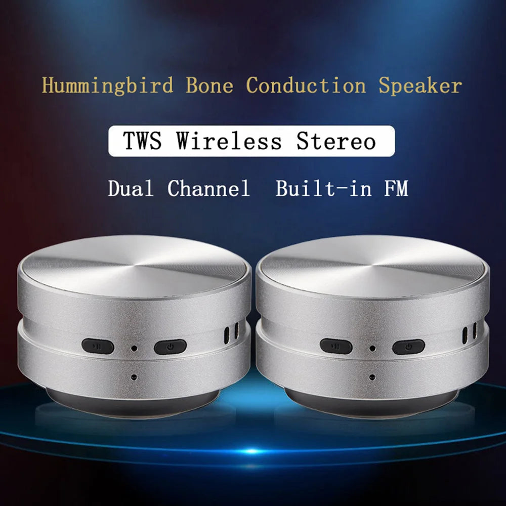 Bone Conduction Speaker Wireless Bluetooth-Compatible TWS Stereo Dual Sound Audio Box Mini Humbird Speaker With Call FM Radio