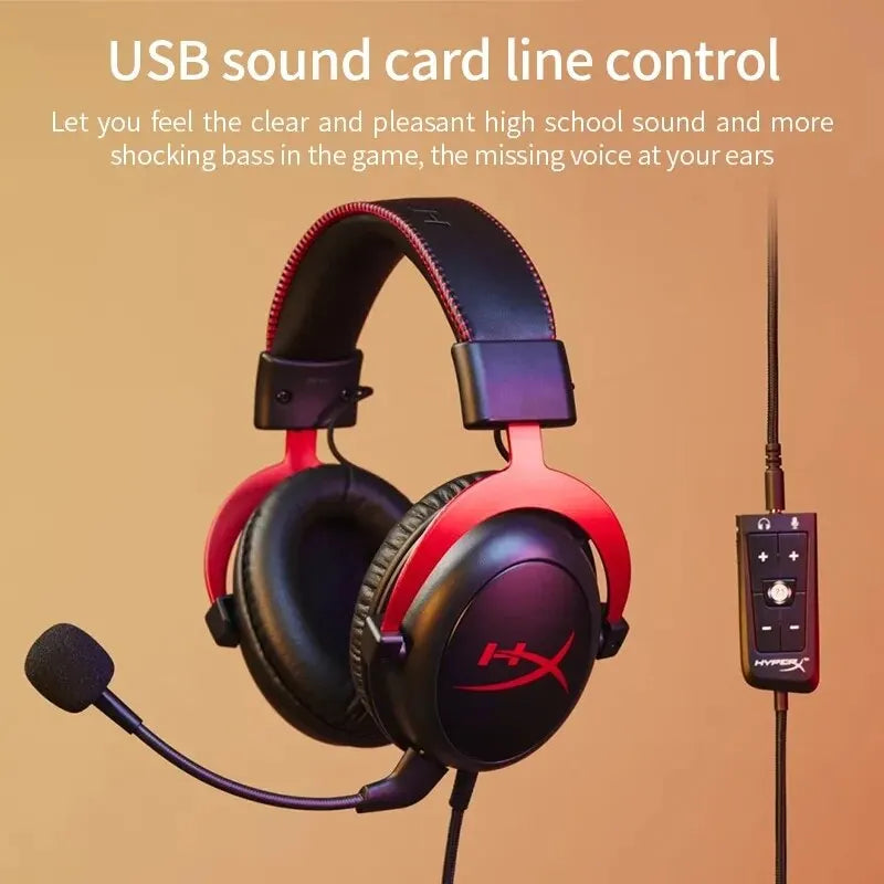 Original HyperX Cloud 2 II Gaming Wire Headset With HiFi 7.1 Surround Sound Microphone Game Headphone For PC PS4