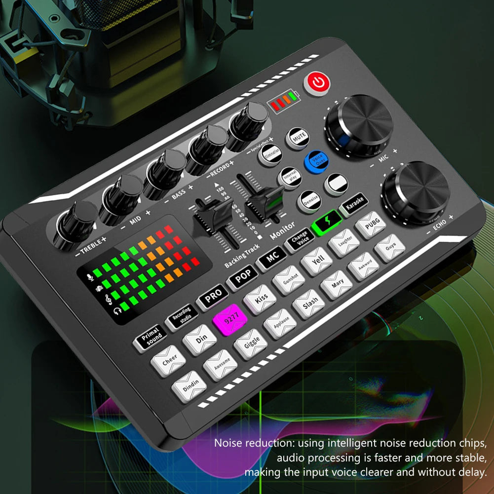 F998 Sound Card Professional Bluetooth-Compatible Studio Record For Phone PC Audio Mixing Console Amplifier Live Music Mixer