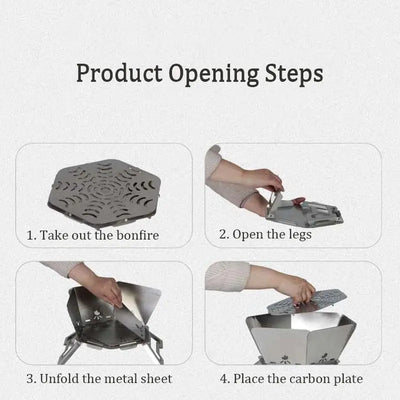 SmiloDon Camping Brazier Folding Bonfire Stove Portable Firewood Burner Campfire Furnace Outdoor Fire Wood Stove Burner Heater