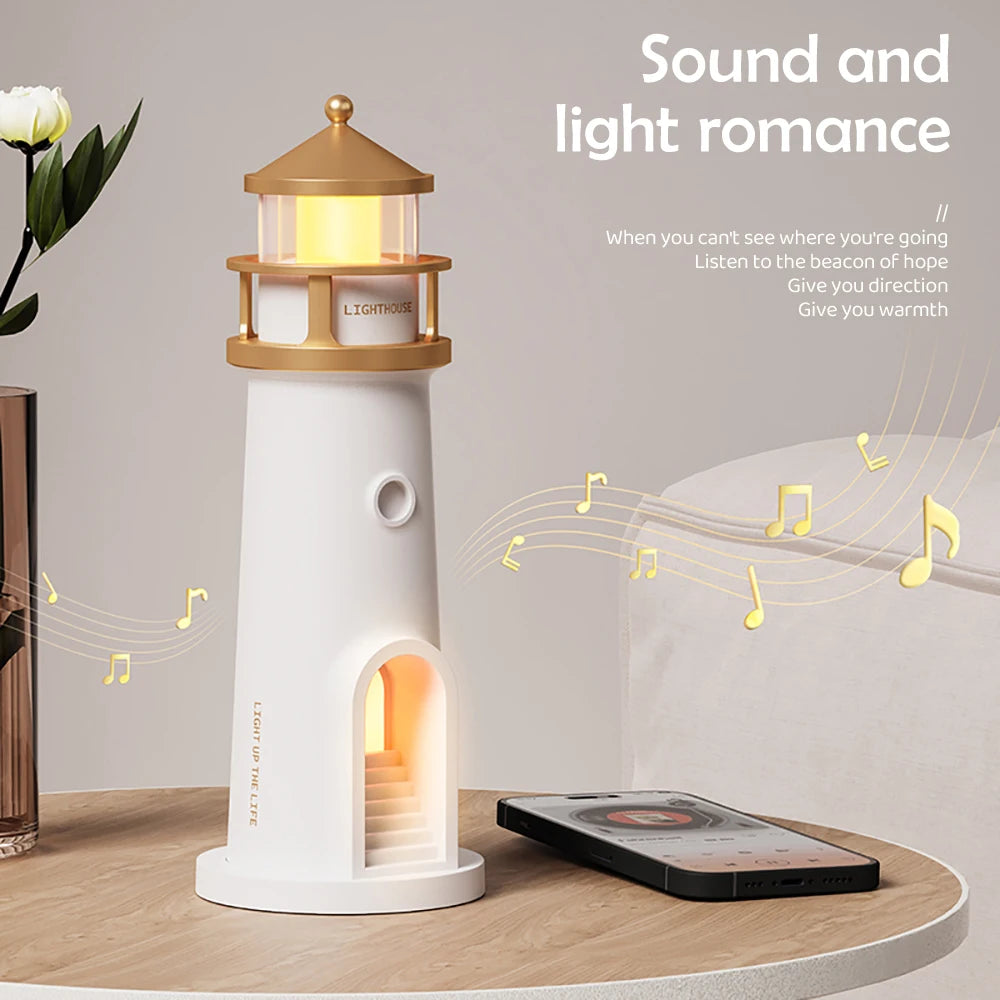 Lighthouse Ambient lights Moon Projection Light Dimmable Bluetooth Music Motion Sensor Desktop Decor Night Lights Christmas Gift