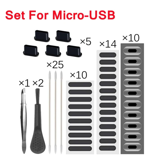Universal Dust Plug Mobile Phone Speaker Anti Dust Mesh Sticker for iPhone Samsung Mi Charge Port Protector Cleaning Brush Set