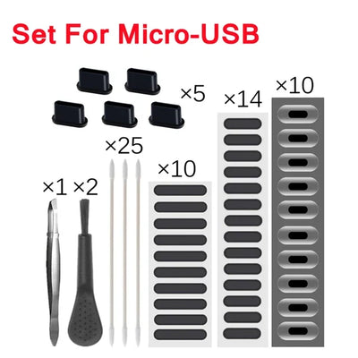 Universal Dust Plug Mobile Phone Speaker Anti Dust Mesh Sticker for iPhone Samsung Mi Charge Port Protector Cleaning Brush Set