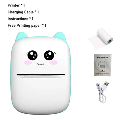 Portable thermal printer mini cat print photo pocket thermal label printer 58mm printing wireless Bluetooth Android iOS printers
