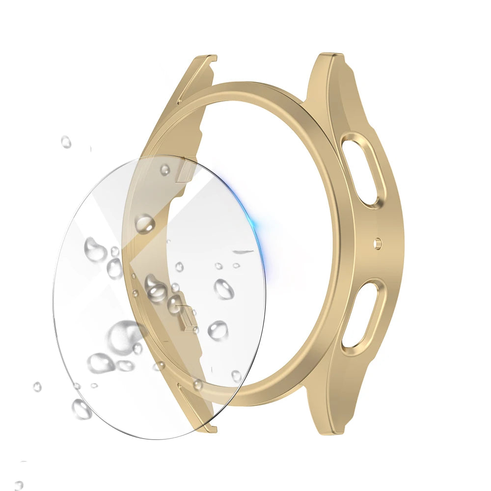 Glass+Case for Samsung Galaxy Watch 7 44mm/44mm Screen Protector Tempered Glass&Hard PC Protective Bumper Cover Accessories Set