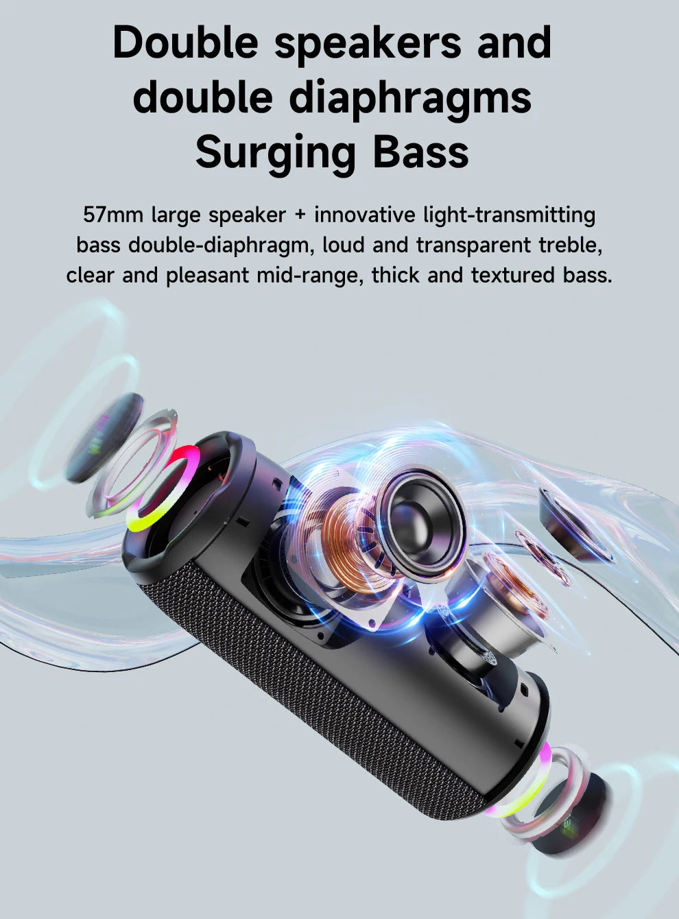 ZEALOT S49PRO 20W Portable Bluetooth Speaker Sound Box Portable IPX6 Waterproof Outdoor Stereo Music Subwoofer Party Speaker