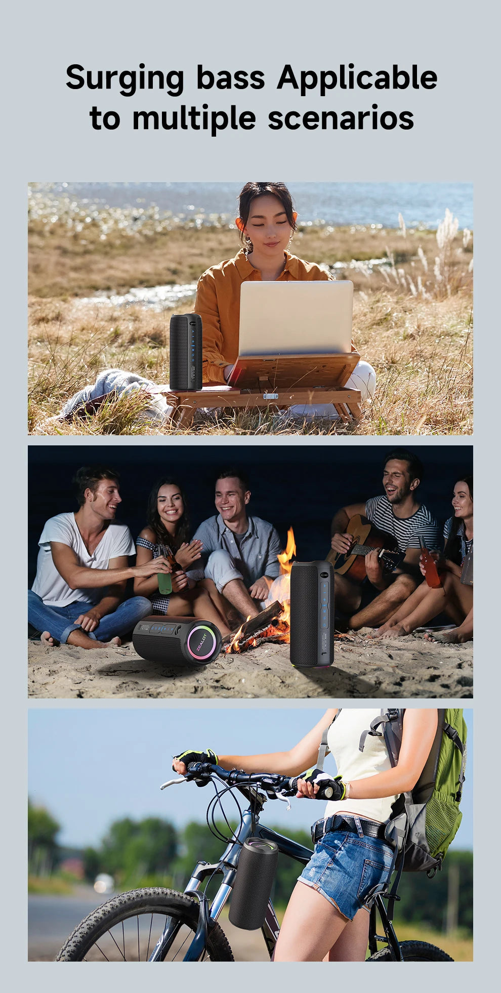 ZEALOT S49PRO 20W Portable Bluetooth Speaker Sound Box Portable IPX6 Waterproof Outdoor Stereo Music Subwoofer Party Speaker