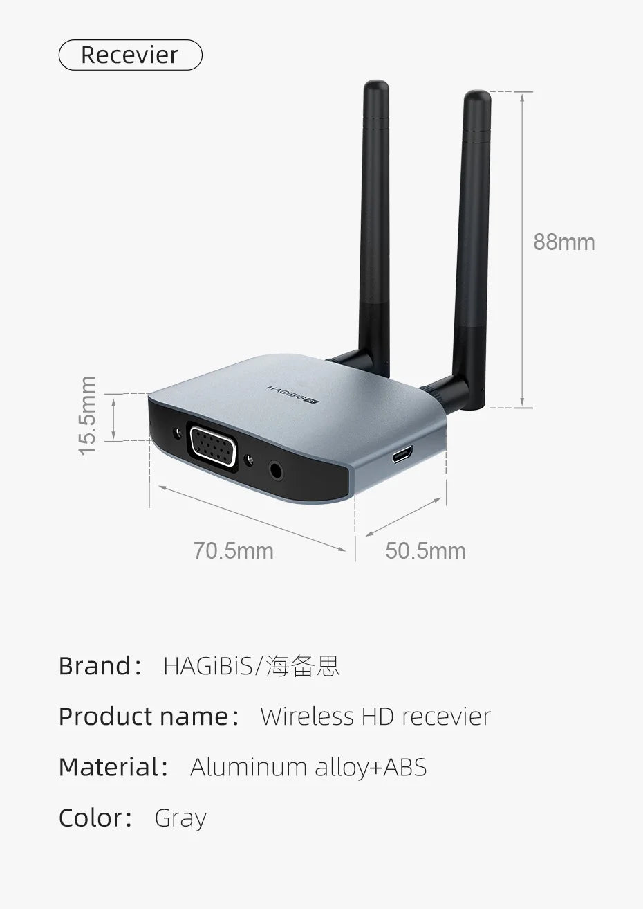Hagibis Wireless HDMI Video Transmitter Receiver G6W Kits HDMI Extender Adapter TV Dongle 1080P for Monitor Projector Laptops