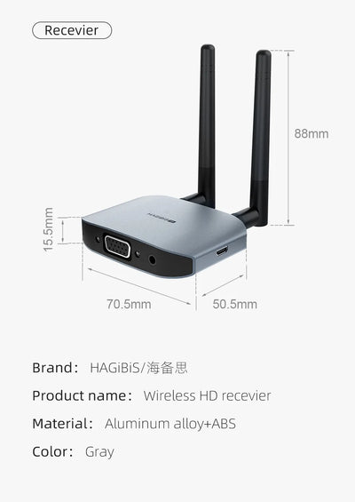Hagibis Wireless HDMI Video Transmitter Receiver G6W Kits HDMI Extender Adapter TV Dongle 1080P for Monitor Projector Laptops