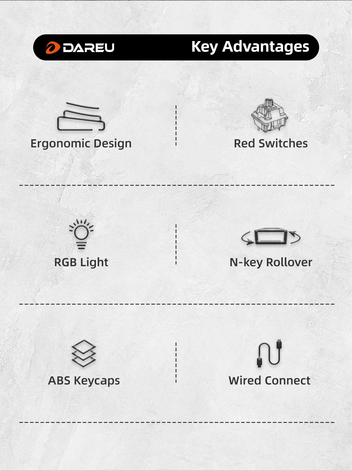 DAREU EK861S RGB Wired Mechanical Keyboard 61 Keys Red Switches ABS Keycaps N-key Rollover with Magnetic Feet