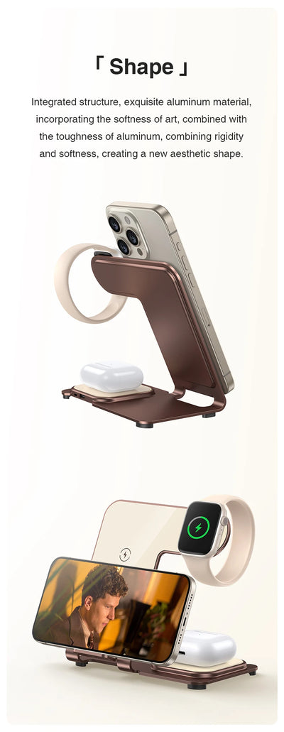 Charging Station 3 in 1, Fast Wireless Charger Stand for iPhone15/14/13/12/Pro/Max/Plus/XS/XR/X/8, Apple Watch 8/7/6/5/4/3/2/SE